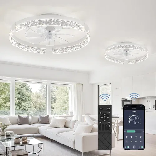 Vista 26 de LEDIARY Ventiladores de techo de perfil bajo de 19.7" con luces, aplicación