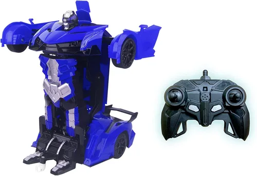 Vista 4 de Mindscope Turbo Twister 2 en 1 Blue Morpher RC Car que se transforma en un robot