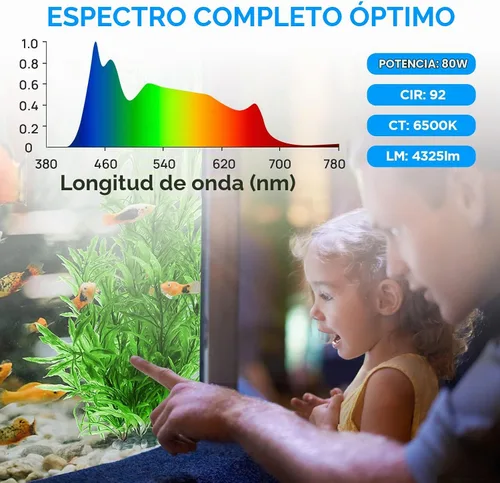 Vista 5 de Lominie Luz LED para acuario, regulador de intensidad con control remoto 0-100% de brillo, 80 W, para tanque de peces plantado, lámpara de clip