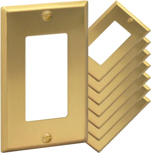 Vista 19 de Rio Salto Placa de pared de metal dorado en latón Placa de salida en blanco Cubierta para tomas de corriente no utilizadas Interruptor de pared de 1