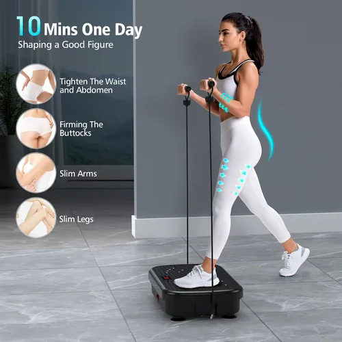 Vista 3 de PUREROYI Vibration Plate Exercise Machine, 180 Speeds Workout Vibrating Plate for Lymphatic Drainage Weight Loss, Whole Body Vibration Platform