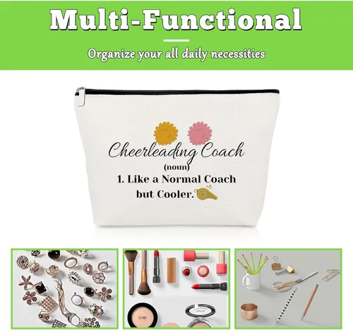 Vista 7 de Regalo de animadora para niñas, bolsa de maquillaje de animadora para animadoras, bolsa de cosméticos para entrenador de jubilación, regalo