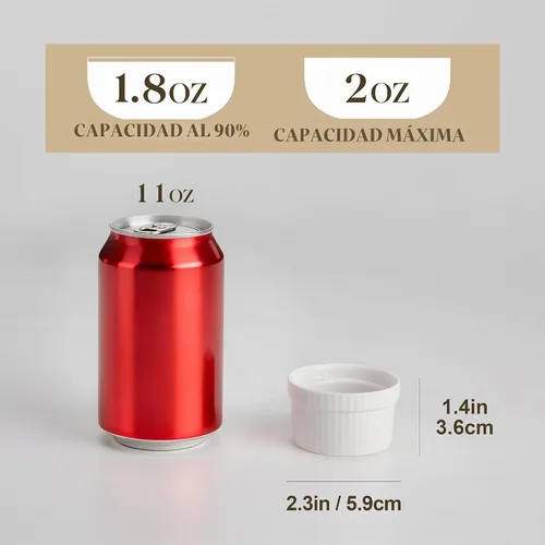 Vista 3 de MALACASA RAMEKIN.DISH - Juego de 24 mini ramekins de 2 onzas, Ramiken, moldes de cerámica para crema brulee, tazas de natillas blancas, cuencos