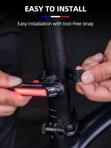 Vista 6 de ROCKBROS Luz trasera de bicicleta USB recargable LED luz trasera de bicicleta 6 modos IPX4 luz trasera de bicicleta para conducción nocturna