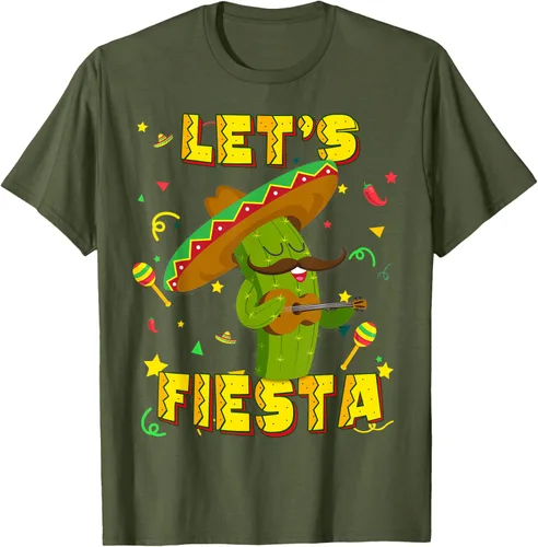 Vista 42 de Cinco De Mayo - Camiseta de regalo con sombrero de cactus Let's Fiesta, Negro, S