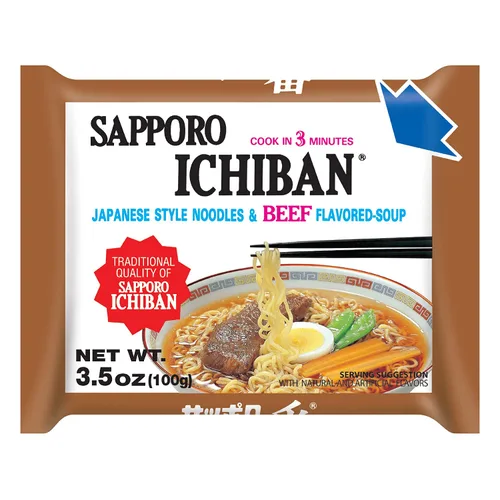 Vista 2 de [SAPPORO ICHIBAN] Fideos Ramen, sabor a carne, fideos instantáneos japoneses de sabor nº 1 (3.5 onzas x 24 paquetes) Paquete de 24