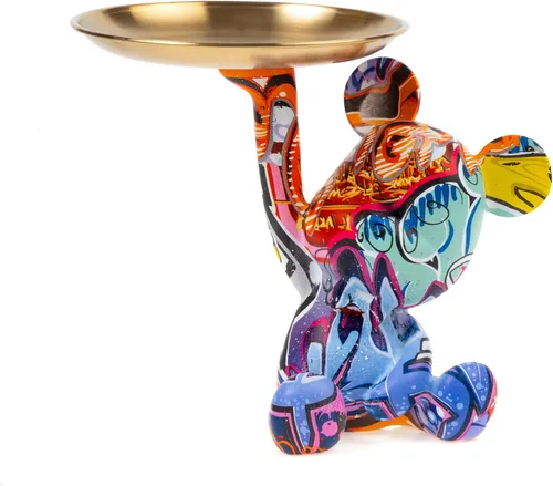 Vista 9 de Bandeja Portavellas con Escultura de Oso Decorativa, Estatua de Animal para Hogar, Bandeja de Almacenamiento para Mesa de Entrada (Negro y Oro)