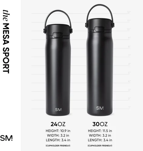 Vista 7 de Simple Modern Mesa Sport Botella de Agua con Tapa de Sorbo Cubierta Botella de Acero Inoxidable Aislada de 24oz Compatible con Portavasos