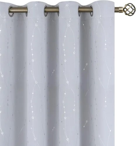 Vista 35 de BGment Cortinas opacas para dormitorio infantil, con aislamiento térmico, con ojales, estampado de estrellas plateadas, cortinas para oscurecer