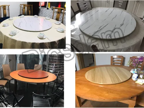 Vista 7 de Tocadiscos de madera grande Lazy Susan, Lazy Susan - Plato giratorio de madera de 28 pulgadas/32 pulgadas, plato de servicio giratorio redondo