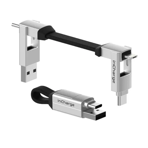 Vista 8 de Rolling Square inCharge 6 - Keychain USB C Cargador de Cable, Cable Lightning y Micro-USB para Smartphone, Cargador Universal de Cable 6 en 1