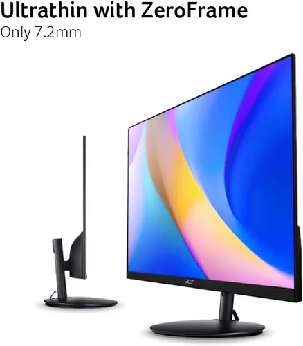 Vista 9 de acer SH242Y Ebmihux Monitor ultrafino de 23.8 pulgadas Full HD 1920 x 1080 para oficina en casa AMD FreeSync 1ms VRB 100Hz Zero Frame Altura