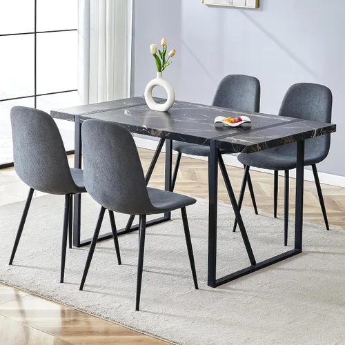 Vista 23 de Mesa de Comedor para 4-6, Mesa de Cocina de 55'', Mesas de Cocina y Comedor, Mesa de Comedor de Madera MDF con Patas de Metal para Sala de Estar