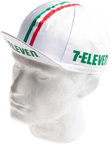 Vista 3 de Positz 7-11 Retro Team - Gorra de ciclismo diseño de rayas verticales color blanco