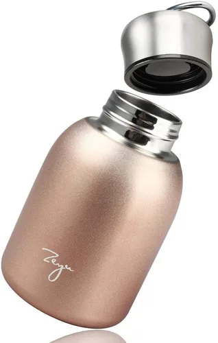Vista 7 de Mini botellas de agua, botella al vacío de 9 onzas con agua inoxidable a prueba de fugas para café, bebidas frías y calientes, portátil (verde)