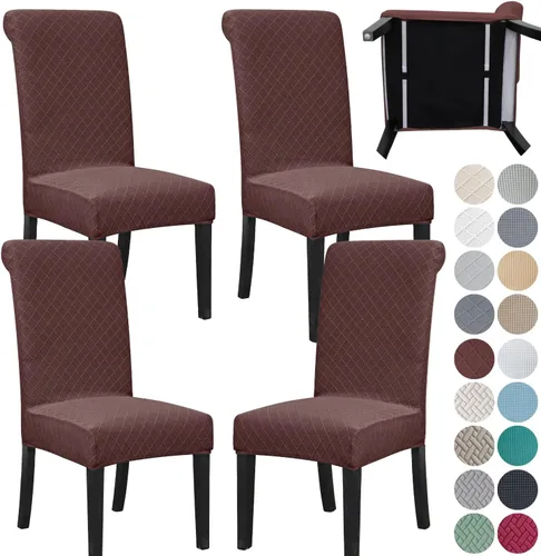 Vista 13 de SPRINGRICO Paquete de 2 fundas para sillas de comedor con cinturón de seguridad, fundas elásticas para sillas Parsons lavables, fundas protectoras