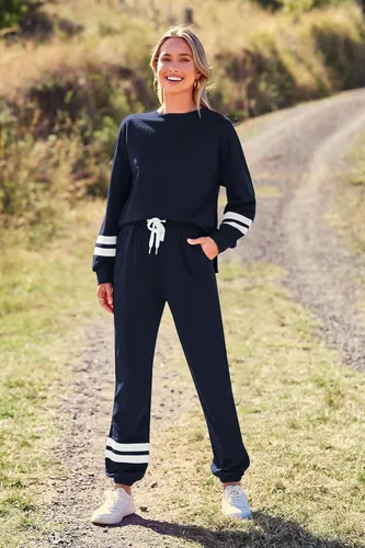 Vista 2 de Prettygarden - Conjunto de pijama para mujer, teñido anudado, de dos piezas, pijama con camiseta de manga larga y pantalón largo, con bolsillos