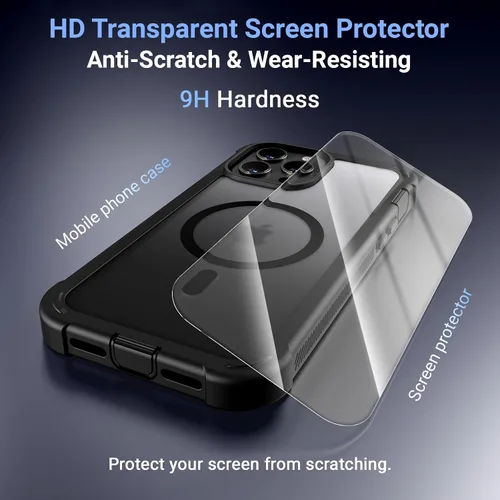 Vista 7 de Funda magnética para iPhone 13 Pro Max, protector de pantalla, compatible con MagSafe, protección contra caídas de grado militar, protección
