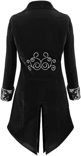 Vista 3 de Chaqueta steampunk medieval para hombre, abrigo largo gótico victoriano para Halloween