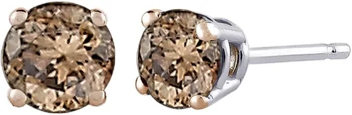 Vista 2 de Pendientes redondos de diamantes de talla brillante de oro blanco de 14 quilates (12 cttw)