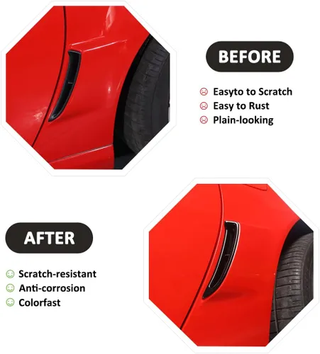 Vista 2 de Accesorios exteriores de ABS, cubierta de salida de ventilación de aire acondicionado lateral de ceja para Chevrolet Corvette C6 2005-2013