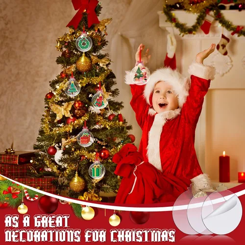 Vista 3 de Namalu 80 piezas de adornos de Navidad de acrílico redondos transparentes de 5 pulgadas, discos acrílicos redondos a granel, adornos de discos