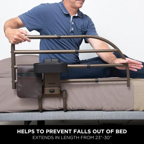 Vista 3 de Stander Wonder Click - Riel de cama extensible para marcos de cama ajustables de madera, riel de protección extraíble para adultos mayores