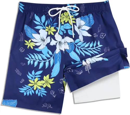 Vista 116 de Traje de baño para hombre con forro de compresión de secado rápido de 5.5 pulgadas con forro tipo bóxer amarillo (1-Yellowstar)