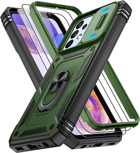 Vista 179 de Gritup Funda para Google Pixel 6 con cubierta deslizante para cámara y protector de pantalla (2 unidades), soporte de anillo giratorio 360°, funda