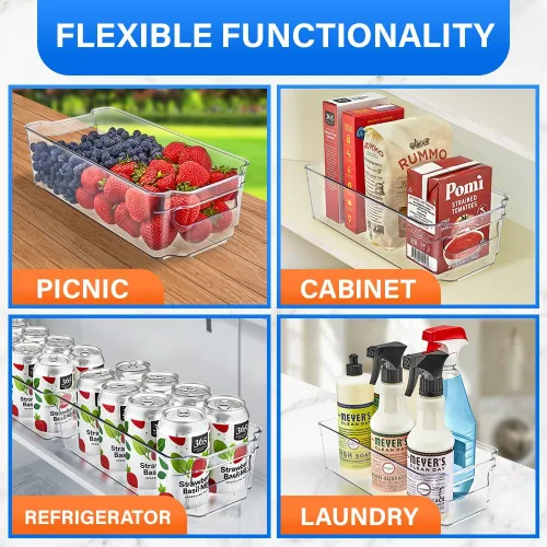 Vista 4 de Lifemaster Organizadores de despensa y contenedores de almacenamiento – Contenedores transparentes apilables para cocina y congelador, organizador