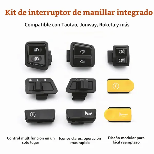 Vista 5 de Minho 9 piezas de kit de botón de interruptor de control manual para ciclomotor chino GY6 50cc 150cc Moped TaoTao Jonway Roketa Botón de arranque