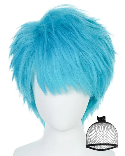Vista 12 de Peluca corta marrón oscuro para hombre, peluca de anime marrón