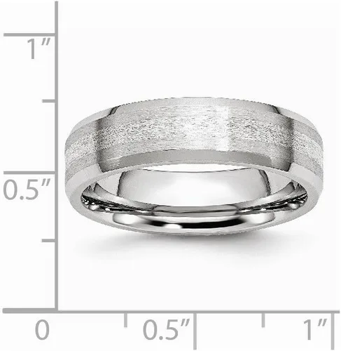 Vista 6 de Anillo de plata de ley 925 con incrustaciones de cobalto macizo, borde biselado de 0.236in, acabado mate cepillado