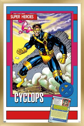 Vista 17 de Trends International Marvel Trading Cards - Póster de pared de cíclope, 14.725 x 22.375 pulgadas, versión enmarcada de madera de granero