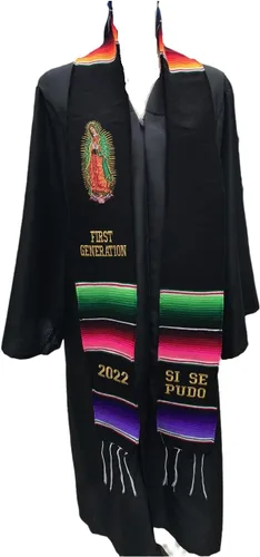 Vista 2 de Clase de graduación de 2022 Faja accesorio PRIMERA GENERACIÓN mexicana sarape Faja 1 pc Virgen de Guadalupe SI SE PUDO