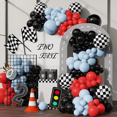 Vista 7 de Suministros para fiestas de cumpleaños de construcción, 147 piezas, kit de guirnalda de arco de globos de construcción, color naranja y negro