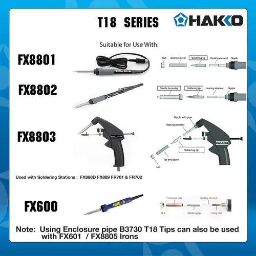 Vista 4 de Hakko Punta T18S3P para estación Fx-888, 0.205 in