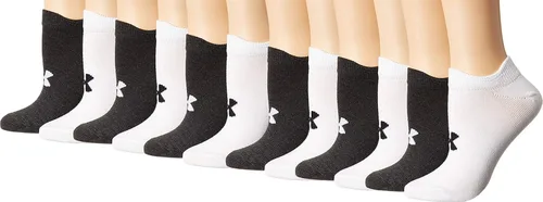 Vista 21 de Under Armour womens Essential 2.0 Lightweight No Show Socks, 6-pairs (002) Negro / Blanco