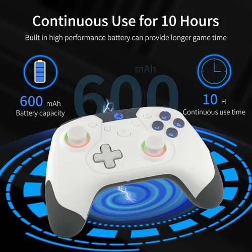 Vista 6 de Iesooy Controlador de interruptor, controladores inalámbricos Switch Pro para SwitchSwitch LiteSwitch OLEDSteam deck, Switch Remote Gamepad con 7