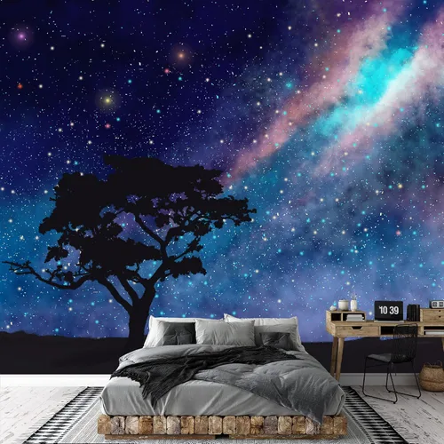 Vista 30 de SIGNFORD Adhesivo mural removible para pared, mármol de granito, ondas doradas, cordillera, sol, naturaleza, desierto, ilustraciones, arte rústico