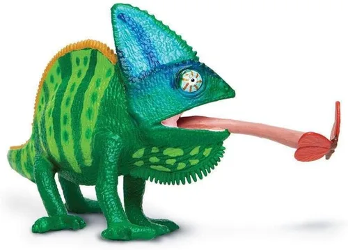 Vista 2 de Safari Ltd. Figura de camaleón velado, figura detallada de modelo de 9.25 pulgadas, juguete educativo para niños, niñas y niños a partir de 3 años