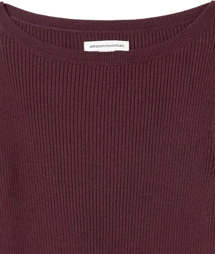 Vista 6 de Tienda Essentials - Suéter ligero y acanalado de manga larga con cuello bote para mujer