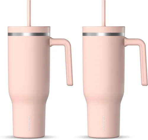 Vista 34 de Hydrapeak Voyager Vaso de 40 oz con Asa y Tapa con Pajita Botella de Agua Reutilizable de Acero Inoxidable Taza de Viaje Compatible con Portavasos