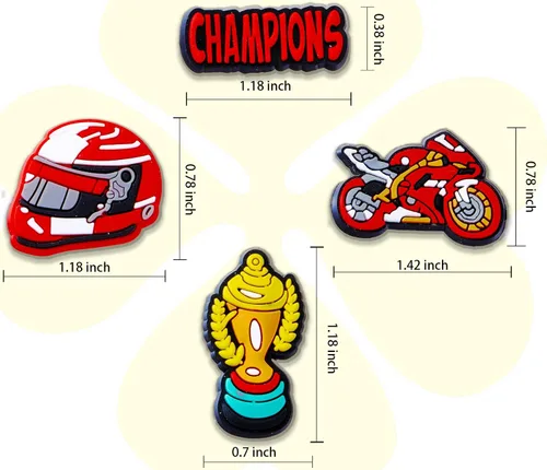 Vista 6 de 20 dijes para zapatos de motocicleta para zuecos Croc, dijes de motocicleta para niños y hombres, Metal no precioso., No es una piedra preciosa