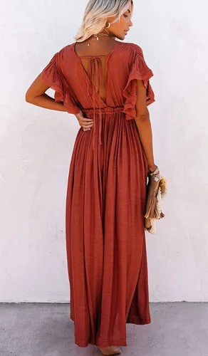 Vista 3 de Wander Agio - Vestido de falda larga para usar sobre el bikini para la playa vestido con botones