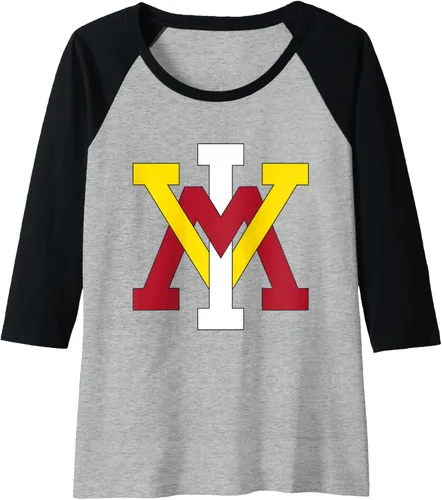 Vista 3 de Camiseta de béisbol raglán con licencia oficial de VMI Keydets Icon, Negro