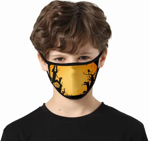 Vista 6 de Paquete de 6 máscaras faciales de Halloween para niños, reutilizables, lavables, talla única para la mayoría de los niños, niños y niñas