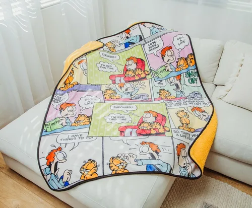 Vista 4 de Garfield and Jon - Manta de forro polar Sherpa con paneles de cómic, funda de poliéster suave para sofá, cama, 50 x 60 pulgadas