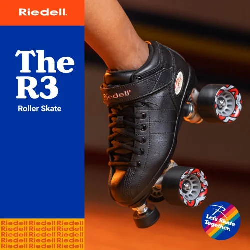 Vista 2 de Riedell Skates R3 patines Ultra-Durable, Sonar Cayman Wheels, Nylon Plate, Precision Fit, Roller Skates, ABEC-5 Bearings, Velcro Cinch Strap