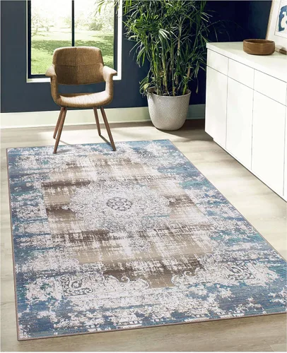 Vista 83 de GLN Rugs Bohemian - Troy - Alfombra de felpilla lavable a máquina, bohemio, lavable, antideslizante, alfombra de área de felpilla de pelo bajo
